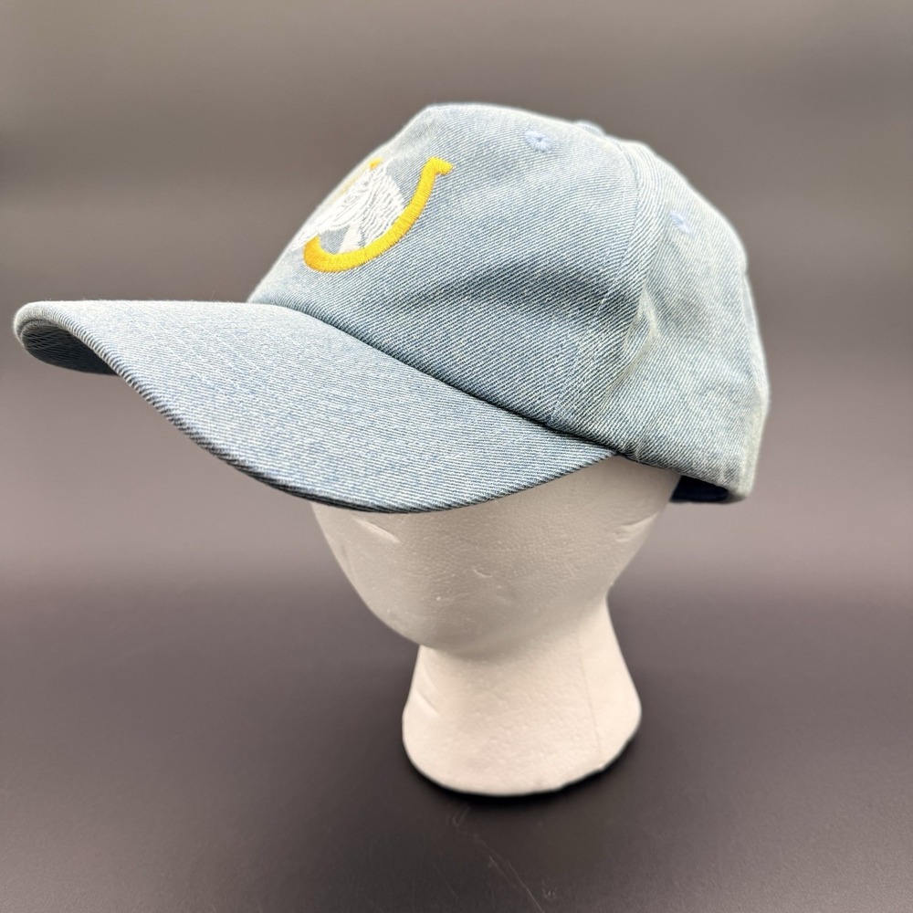 Seager Denim Horse Head Horseshoe Logo Adjustable Hat Cap Light Wash Blue NWT - Picture 3 of 9